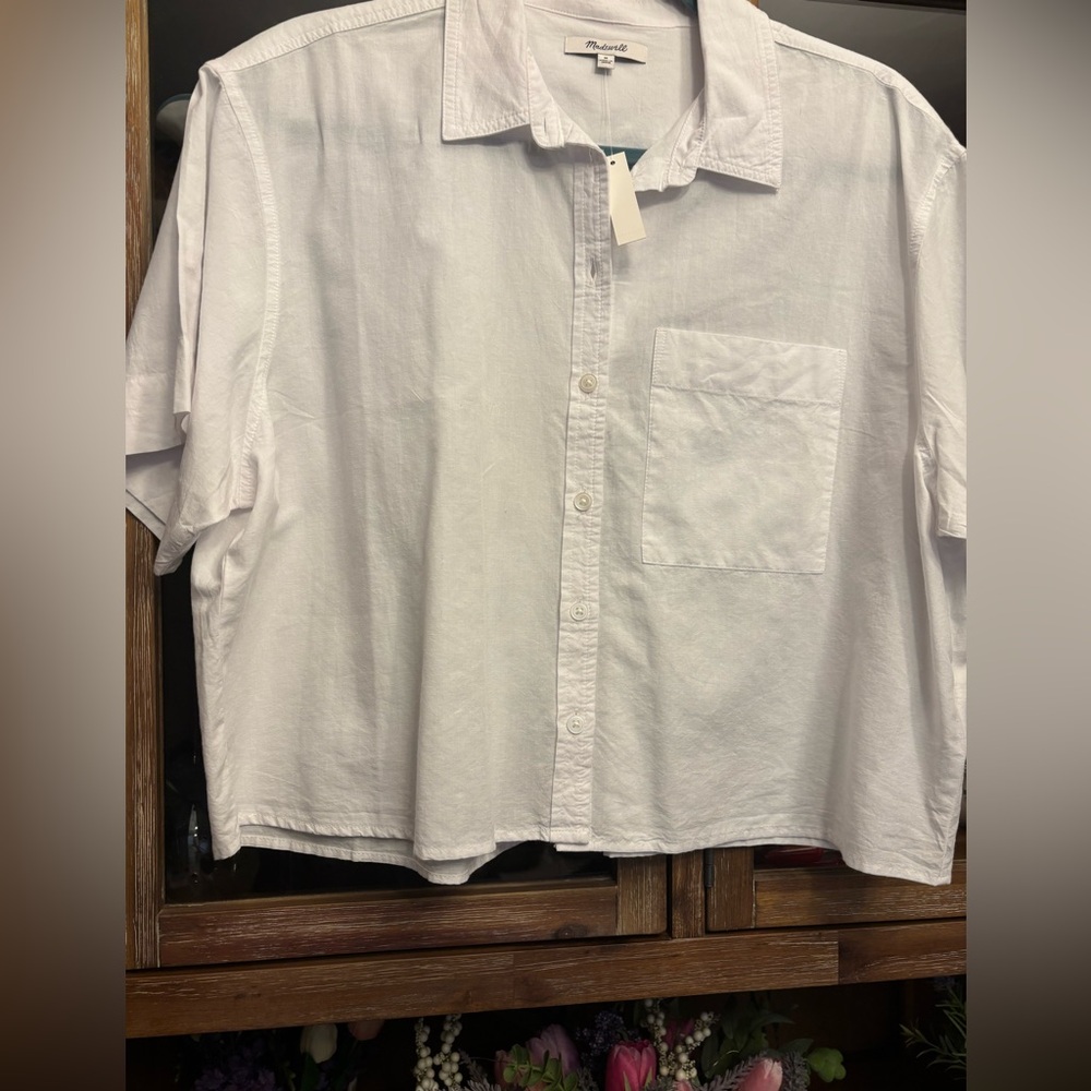 Madewell Cropped Utility Button Up Shirt - Picture 5 of 8